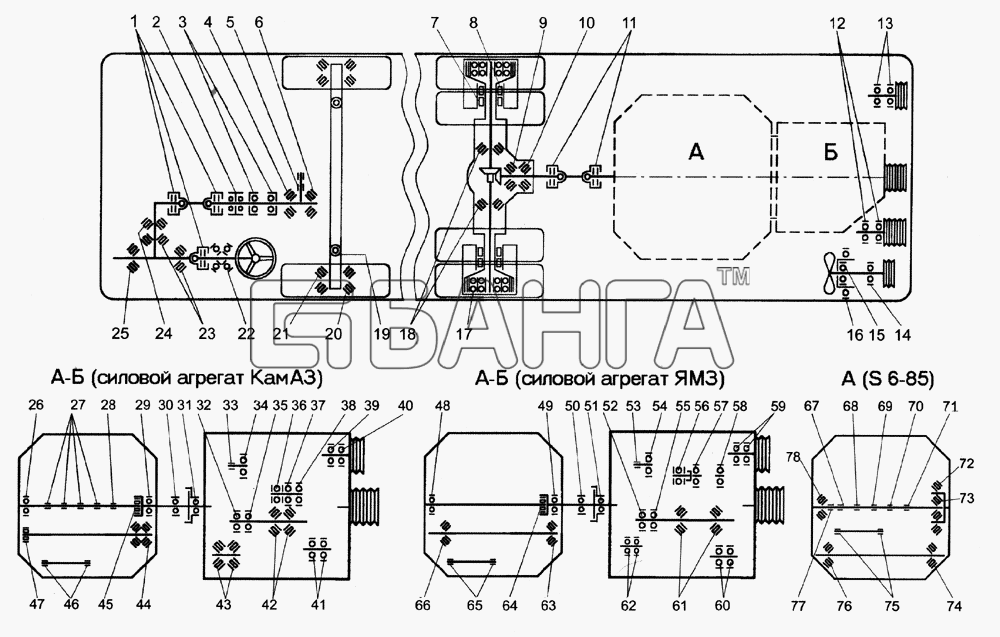 ЛиАЗ ЛиАЗ-5256 6212 (2006) Схема Схема установки подшипников на
